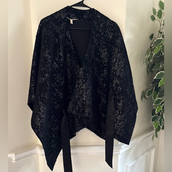 Rebecca Moses Black and Silver Poncho with Bow - Picture 2 of 8